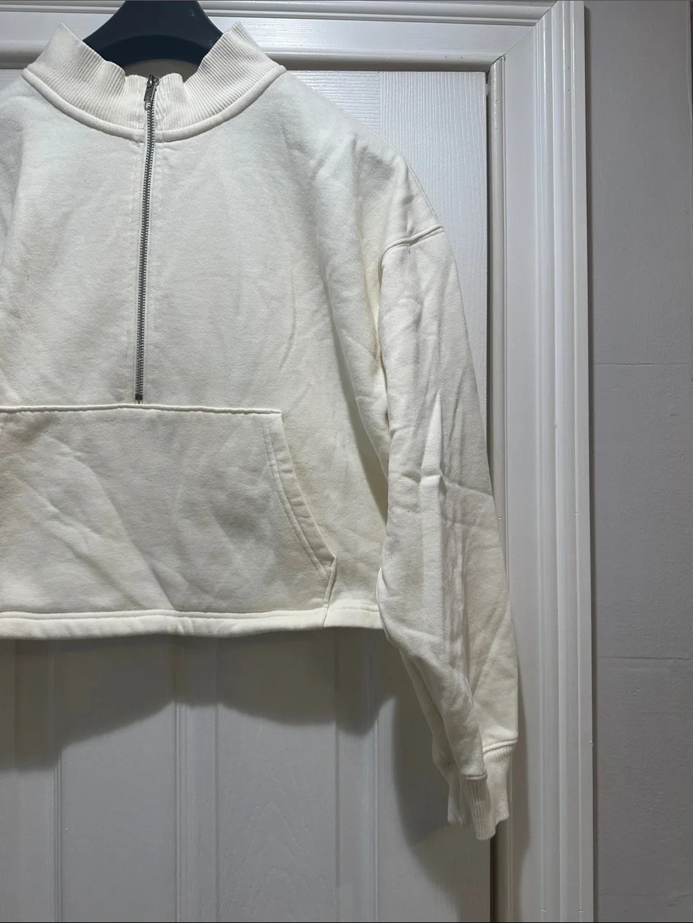 PINK Victoria's Secret Cream Half-Zip Crop Sweatshirt